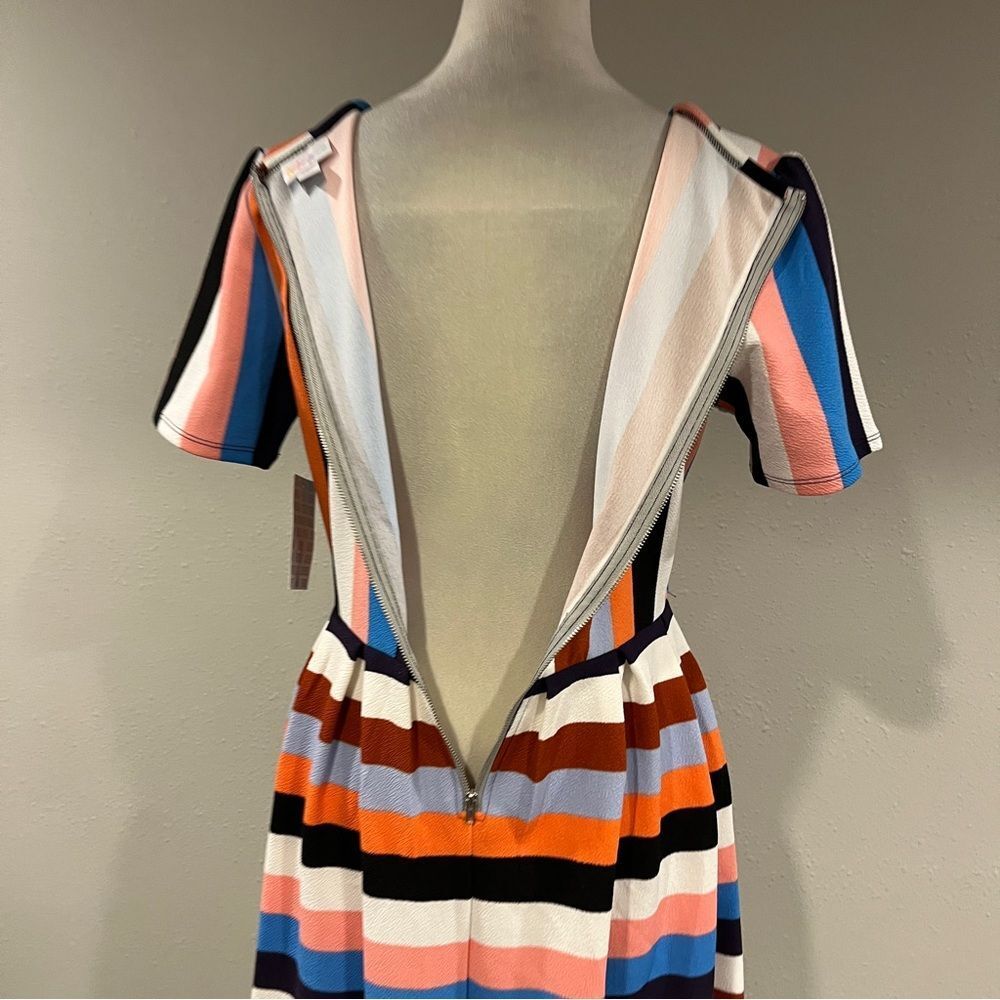 LuLaRoe Amelia Multicolor Striped short sleeve knee length Dress size medium‎ - Picture 5 of 13